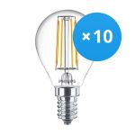 Monipakkaus 10x Philips Corepro LED Lustre E14 Pallo Filament Kirkas 4.3W 470lm - 827 Erittäin Lämmin Valkoinen | Korvaa 40W