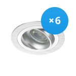 Monipakkaus 6x Noxion Upotettu Spot Logic MR16 Kallistettava Aluminium | Odetnij 80mm - GU10 Kanta