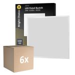 Monipakkaus 6x Bright Choice LED Paneeli Backlit 36W 3240lm - 840 Kylmä Valkoinen | 60x60cm - UGR <22