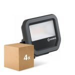 Monipakkaus 4x Ledvance LED Valonheitin Aluminium Musta 8W 1100lm 100D - 830 Lämmin Valkoinen | IP66 - Symmetrinen
