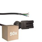 Monipakkaus 50x Noxion GST - Yhteensopiva Virtajohto Musta - Uros + Avoimet päät - 2m - 3 pole 0,75mm2
