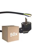 Monipakkaus 50x Noxion Power Virtajohto Musta - Schuko Europlug + Avoimet päät - 2m - 3 pole 0,75mm2