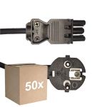 Monipakkaus 50x Noxion GST-Yhteensopiva Virtajohto - Nainen + Schuko Europlug - Musta 1.5m - 3 pole 0.75mm2