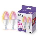 Kaksipakkaus 2x WiZ Smart LED E14 Kynttilä Matta 5W 470lm | Paras Värintoisto - Himmennettävä - Korvaa 40W