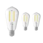 Monipakkaus 3x Calex Smart Tuya Wifi E27 Edison Filament 7W 806lm - 818-830 Säädettävä Valkoinen | Himmennettävä - Korvaa 60W