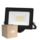 Monipakkaus 4x Noxion LED Valonheitin Beamy Aluminium Musta 20W 2200lm 100D - 830 Lämmin Valkoinen | IP65 - Symmetrinen 