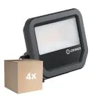 Monipakkaus 4x Ledvance LED Valonheitin Aluminium Musta 17W 2400lm 100D - 840 Kylmä Valkoinen | IP66 - Symmetrinen