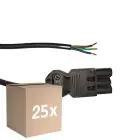 Monipakkaus 25x Noxion GST - Yhteensopiva Virtajohto Musta - Uros + Avoimet päät - 0,3m - 3 pole 0,75mm2