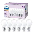Monipakkaus 6x Philips Lamppu LED E27 Päärynä Matta 7W 806lm - 827 Erittäin Lämmin Valkoinen